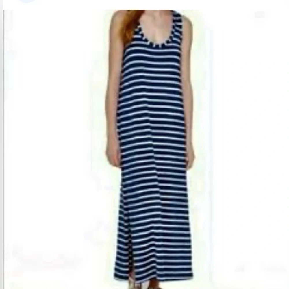 J Crew Stripe Jersey Maxi Dress, size medium. Racerback style, slits on side.